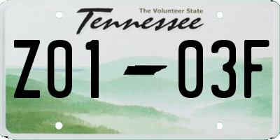 TN license plate Z0103F