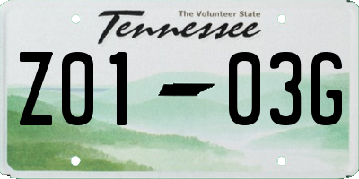 TN license plate Z0103G