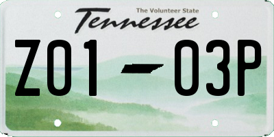 TN license plate Z0103P