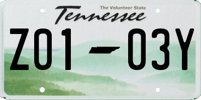 TN license plate Z0103Y