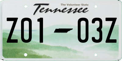 TN license plate Z0103Z