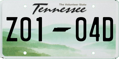 TN license plate Z0104D