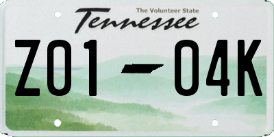TN license plate Z0104K
