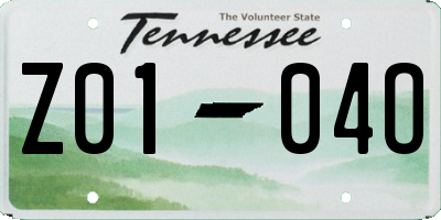 TN license plate Z0104O