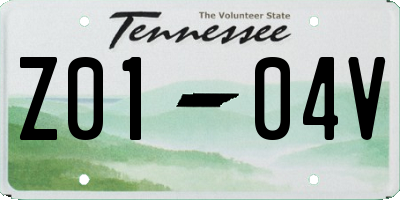 TN license plate Z0104V