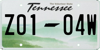 TN license plate Z0104W