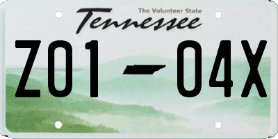 TN license plate Z0104X