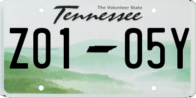 TN license plate Z0105Y