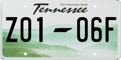 TN license plate Z0106F