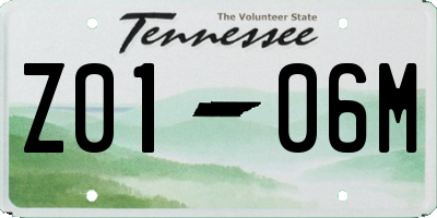 TN license plate Z0106M