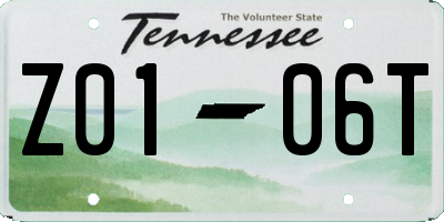 TN license plate Z0106T