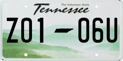 TN license plate Z0106U