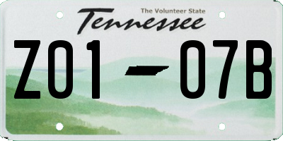 TN license plate Z0107B