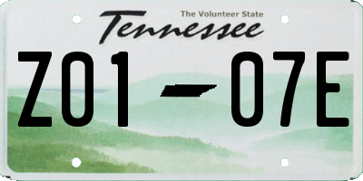 TN license plate Z0107E