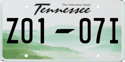 TN license plate Z0107I