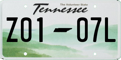 TN license plate Z0107L
