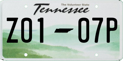 TN license plate Z0107P