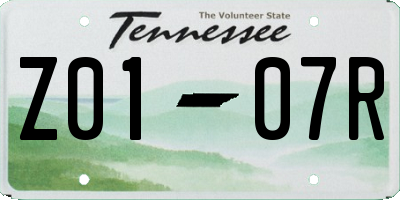 TN license plate Z0107R