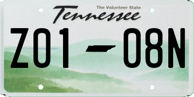 TN license plate Z0108N