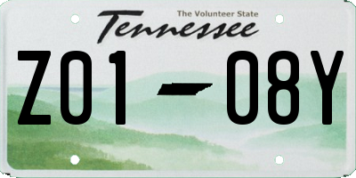 TN license plate Z0108Y