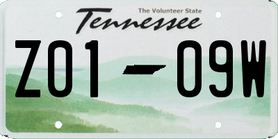 TN license plate Z0109W