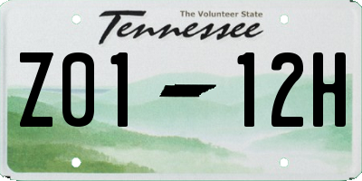 TN license plate Z0112H