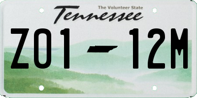 TN license plate Z0112M