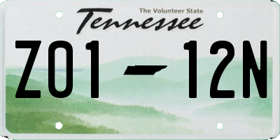 TN license plate Z0112N