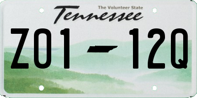 TN license plate Z0112Q