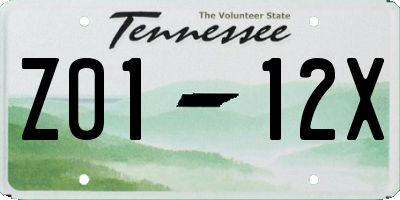 TN license plate Z0112X