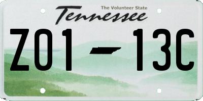 TN license plate Z0113C