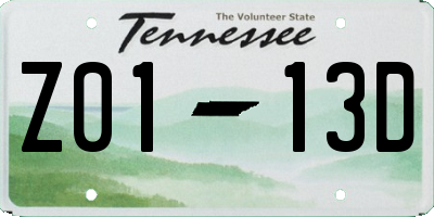 TN license plate Z0113D