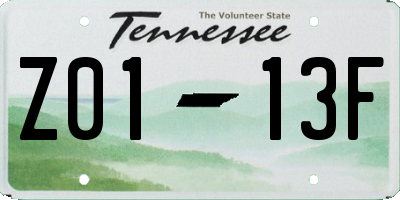 TN license plate Z0113F