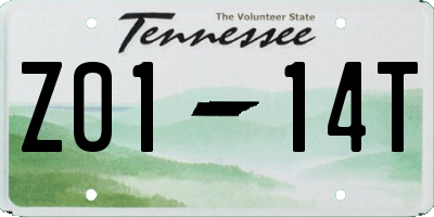 TN license plate Z0114T