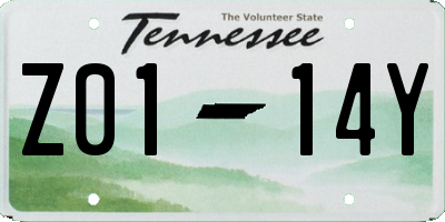 TN license plate Z0114Y