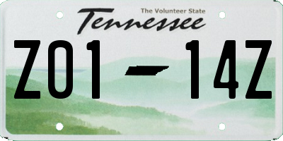 TN license plate Z0114Z