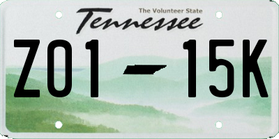 TN license plate Z0115K