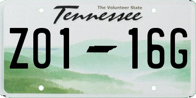 TN license plate Z0116G