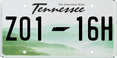 TN license plate Z0116H