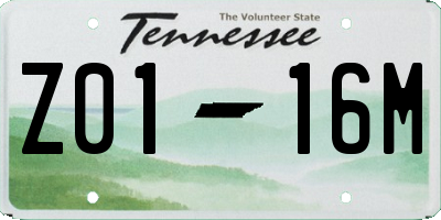 TN license plate Z0116M