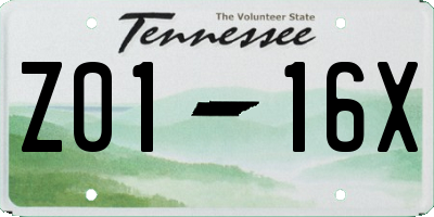 TN license plate Z0116X