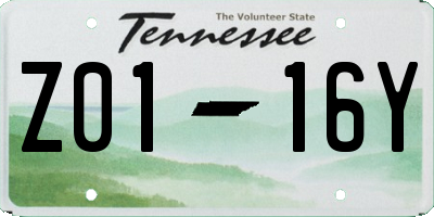 TN license plate Z0116Y