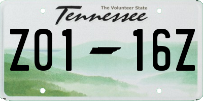 TN license plate Z0116Z