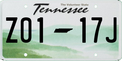 TN license plate Z0117J