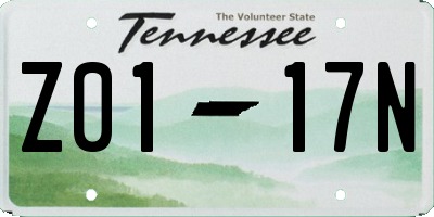 TN license plate Z0117N