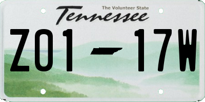 TN license plate Z0117W