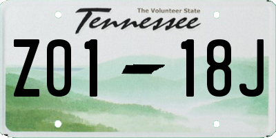 TN license plate Z0118J