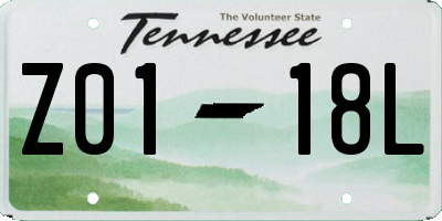 TN license plate Z0118L