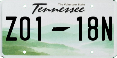 TN license plate Z0118N