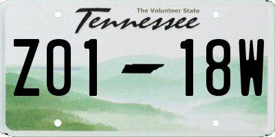 TN license plate Z0118W